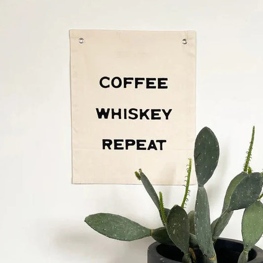 Coffee Whiskey Repeat Banner